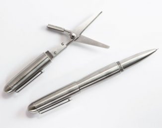 Xcissor Pen: Ballpoint Pen on One Side and A Pair of Scissors On Other