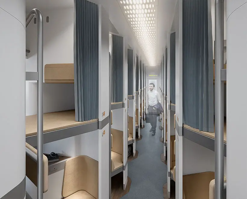 Yolochka Personal Cabin Concept for Overnight-Train Is Designed for New Generation of Passengers