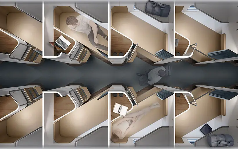 Yolochka Personal Cabin Concept for Overnight-Train Is Designed for New Generation of Passengers