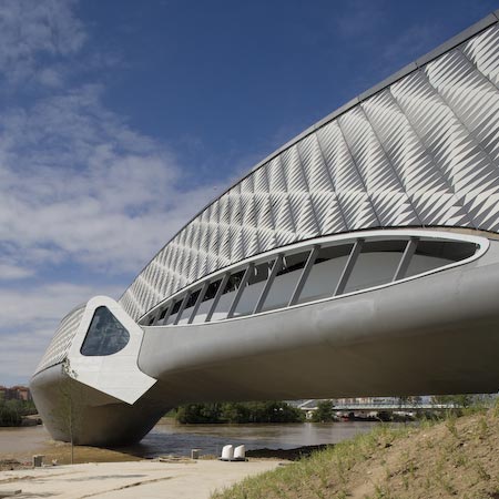 Zaragoza Bridge Pavilion in Spain as Symbol of Zaragoza Expo 2008 by Zaha Hadid